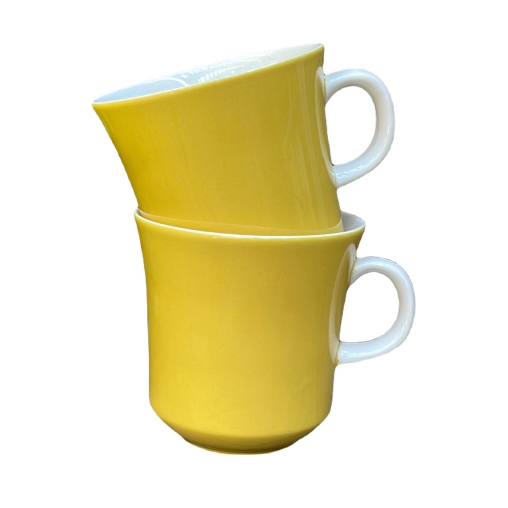 MCM Yellow and White Ceramic Mugs